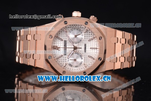 Audemars Piguet Royal Oak Seiko VK64 Quartz Rose Gold Case/Bracelet Silver Dial and Stick Markers (EF) - Click Image to Close